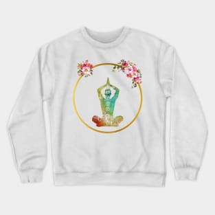 Meditating Man with Hands Raised and Chakras Crewneck Sweatshirt